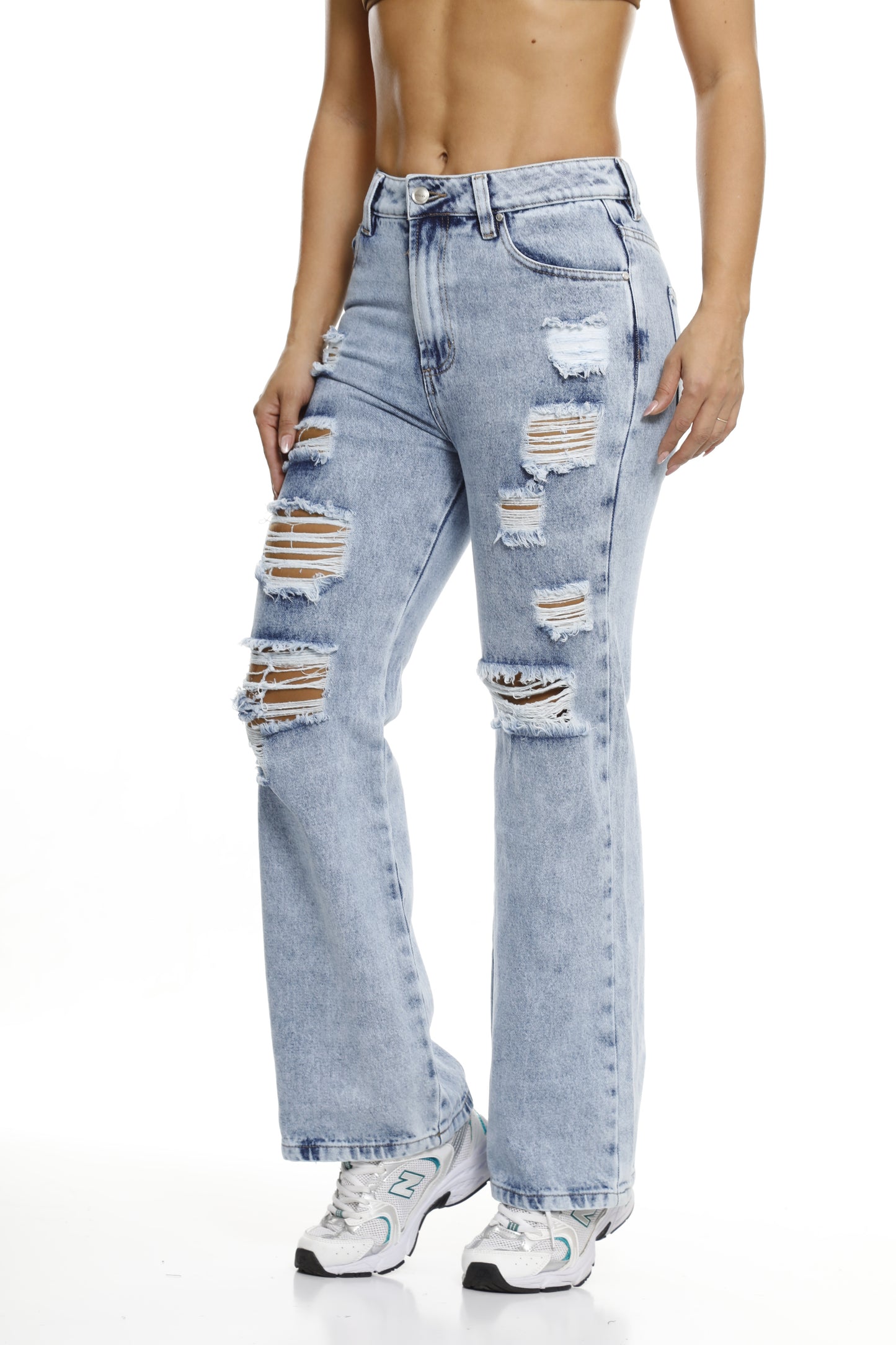 Jean de Silueta Recta Alto Rasgado