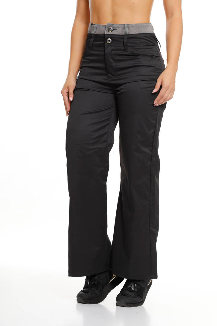 Pantalón Negro Amlia Pretina Contrastada