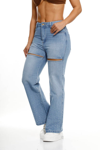 Jean Recto Rotos Aberturas Delanteras