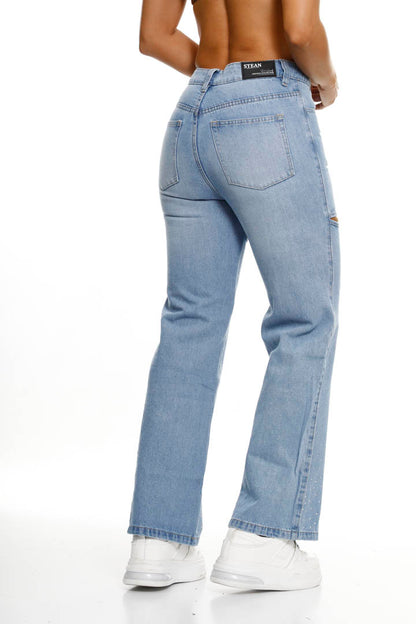 Jean Recto Rotos Aberturas Delanteras