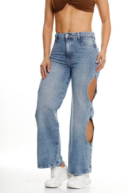 Jean Recto con Huecos en el Costados