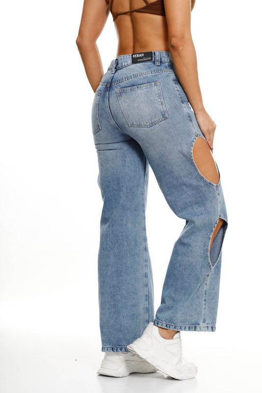 Jean Recto con Huecos en el Costados